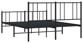 Estrutura de cama com cabeceira e pés 150x200 cm metal preto