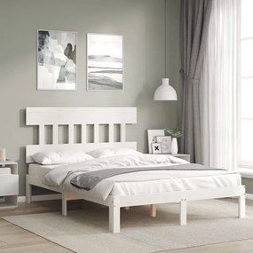 Cama sem colchão 140x200 cm madeira de pinho maciça branco
