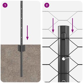 Postes de Cerca 11 pcs U-Channel Cinza 60 cm Aço
