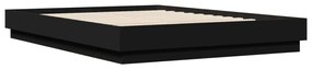 Estrutura de cama com luzes LED 160x200 cm preto