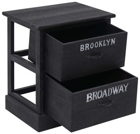 Mesa de cabeceira 38x28x45 cm madeira paulownia preto