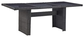 vidaXL Mesa de jantar jardim 200x100x74 cm vidro e vime PE preto