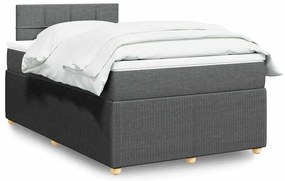 Cama boxspring com colchão 120x190 cm tecido cinzento-escuro