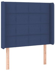 Cabeceira de cama c/ luzes LED tecido 83x16x118/128 cm azul