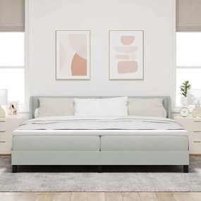 Cama Box Spring vidaXL com Colchão Cinza Claro 200x200 cm Veludo