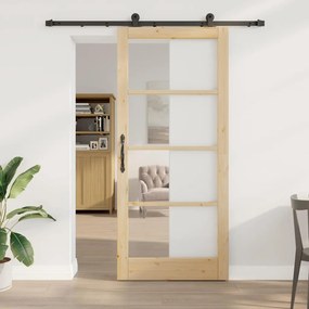 Porta Deslizante vidaXL com Conjunto de Ferragens 'ORKDAL'Madeira Maci