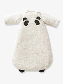 Saco de bebé  com mangas amovíveis, em sherpa, Panda branco claro liso com motivo
