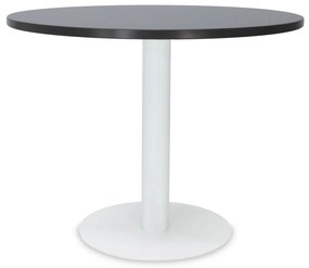 Mesa de Reunião Redonda 1200x750 mm – Tampo Preto em Melamina, Estrutura Branco