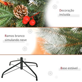 HOMCOM Árvore de Natal Artificial 150cm com 440 Ramas 39 Pinhas e 39 F