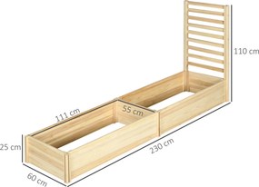 Floreira com treliça, 230 L x 60 L x 110 A cm, efeito de madeira natural