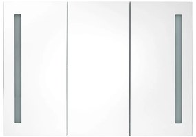 Armário espelhado casa de banho LED 89x14x62 cm preto brilhante