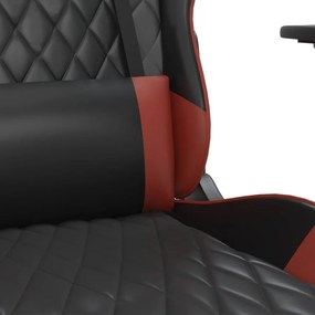 Cadeira gaming massagem + apoio couro art. preto/vermelho tinto