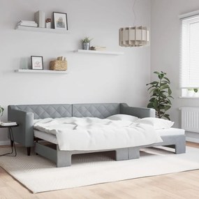 vidaXL Sofá-cama com gavetão 90x200 cm tecido cinzento-claro