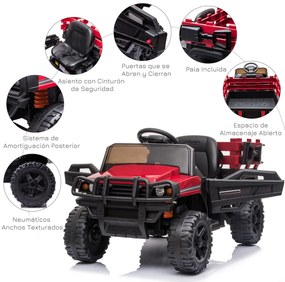 HOMCOM Carro elétrico para crianças acima de 3 anos SUV com 2 motores controle remoto Bateria recarregável de 2,4 GHz 120x67x65 cm Vermelho