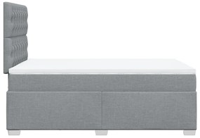 Cama boxspring com colchão 120x190 cm tecido cinzento-claro