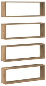 Prateleiras de parede vidaXL 4 pcs Carvalho Artesanal 80x15x26 cm Made