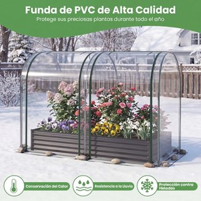 Estufa urbana 180 x 90 x 30 cm com estufa de PVC transparente, floreira de metal galvanizado, 2 janelas enroláveis, floreira coberta , preta