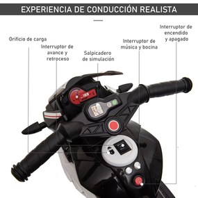 HOMCOM Motocicleta Elétrica Infantil com 3 Rodas Triciclo para Criança