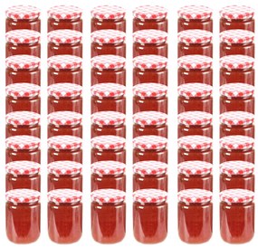 50798 vidaXL Frascos de vidro com tampas brancas e vermelhas 48 pcs 230 ml