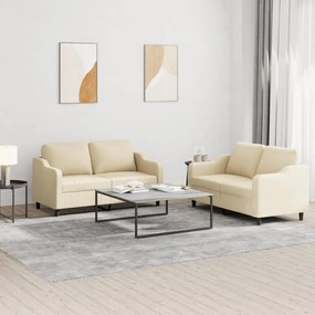 3201804 vidaXL 2 pcs conjunto de sofás com almofadões tecido cor creme