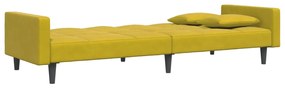 Sofá-cama 2 lugares c/ apoio de pés veludo amarelo