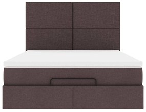 Estrutura cama otomana colchão 140x200cm tecido castanho escuro