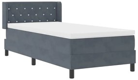 Cama Box Spring com Colchão Cinza Escuro 100x200 cm Veludo