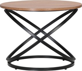 Mesa de Centro Redonda, 60 x 60 x 46 cm, Estilo Industrial, Castanho e Preto