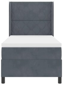 Cama Box com Colchão e LED vidaXL Cinza Escuro 90x190 cm Veludo