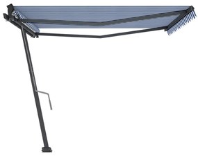 Toldo retrátil manual independente 450x350 cm azul e branco