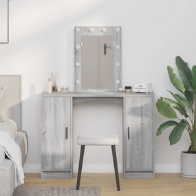 mesa de maquilhagem vidaXL com luzes LED cinzento sonoma 102x33x135 cm