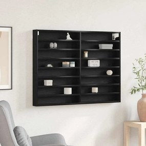 vidaXL Gabinete Vitrine Preto Carvalho 100x8,5x75 cm Madeira engenheirada