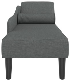 Chaise lounge com almofadões tecido cinzento-escuro