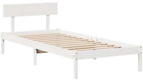 Cama sem colchão 100x200 cm madeira de pinho maciça branco