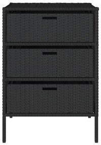 Armário de arrumação para jardim 55x59x80 cm vime PE preto