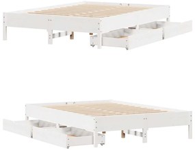 Cama sem colchão 140x200 cm madeira de pinho maciça branco