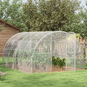 Estufa de Túnel 4x3x2 m Estufa de Jardim com 2 Portas Estufa para Horticultura com Teto Arredondado Transparente