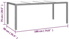 7 pcs conjunto de bistrô para jardim c/ almofadões vime PE bege