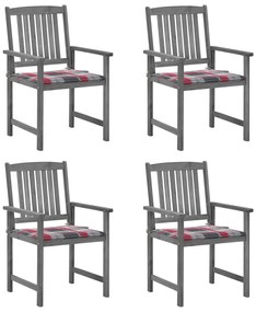 vidaXL Cadeiras de jardim com almofadões 4 pcs acácia maciça cinza
