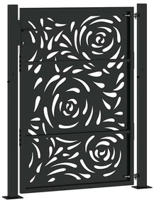 Portão de jardim 105x130 cm preto design de chama de aço
