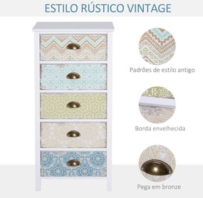 Cómoda de Dormitório Moderna Cómoda de Madeira com 5 Gavetas com Difer