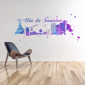 Skyline Rio de Janeiro Aguarela (Tamanho: 146 x 72 cm)