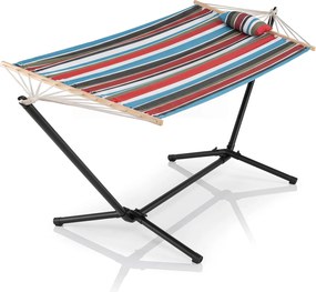 Rede de Descanso Portátil com Suporte, 324 x 98 x 102 cm, Estrutura Metálica Dobrável, Multicolor