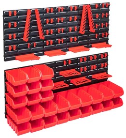 103 pcs kit caixas arrumação c/ painéis parede vermelho e preto