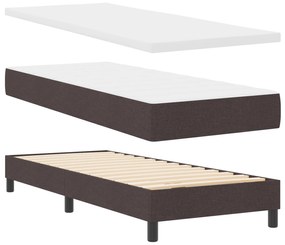 Cama Box Spring com Colchão Marrom Escuro 80x200 cm Tecido