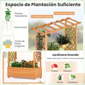 Floreira Jardim elevada de madeira com treliça em arco Floreira suspensa no teto Furo de drenagem 110 x 182 cm Laranja