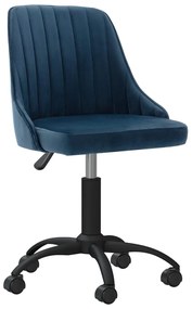vidaXL Cadeira de jantar giratória veludo azul