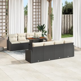 Conjunto de Sofá de Jardim de 7 Peças com Almofadas Preto Rattan Polip