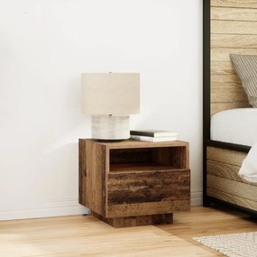 Camas de cabeceira vidaXL com luzes LED 2 pcs Madeira antiga 40x39x37