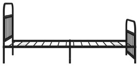 Estrutura de cama com cabeceira e pés 107x203 cm metal preto